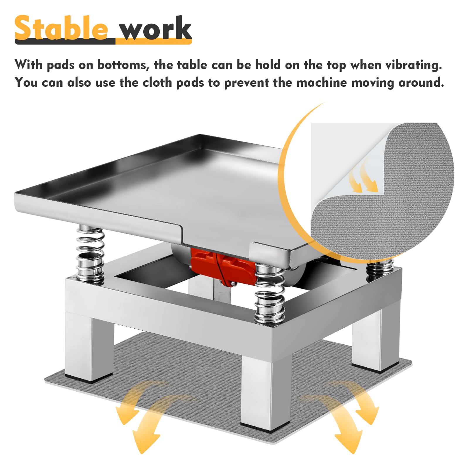 13.8x13.8 Inch Stainless Steel Concrete Vibration Table - 110V Vibrating Test Bench for Resin & Plaster Molds with Non-Slip Cloth Mat | Perfect for DIY Crafting, Jewelry Making, and Concrete Casting Projects