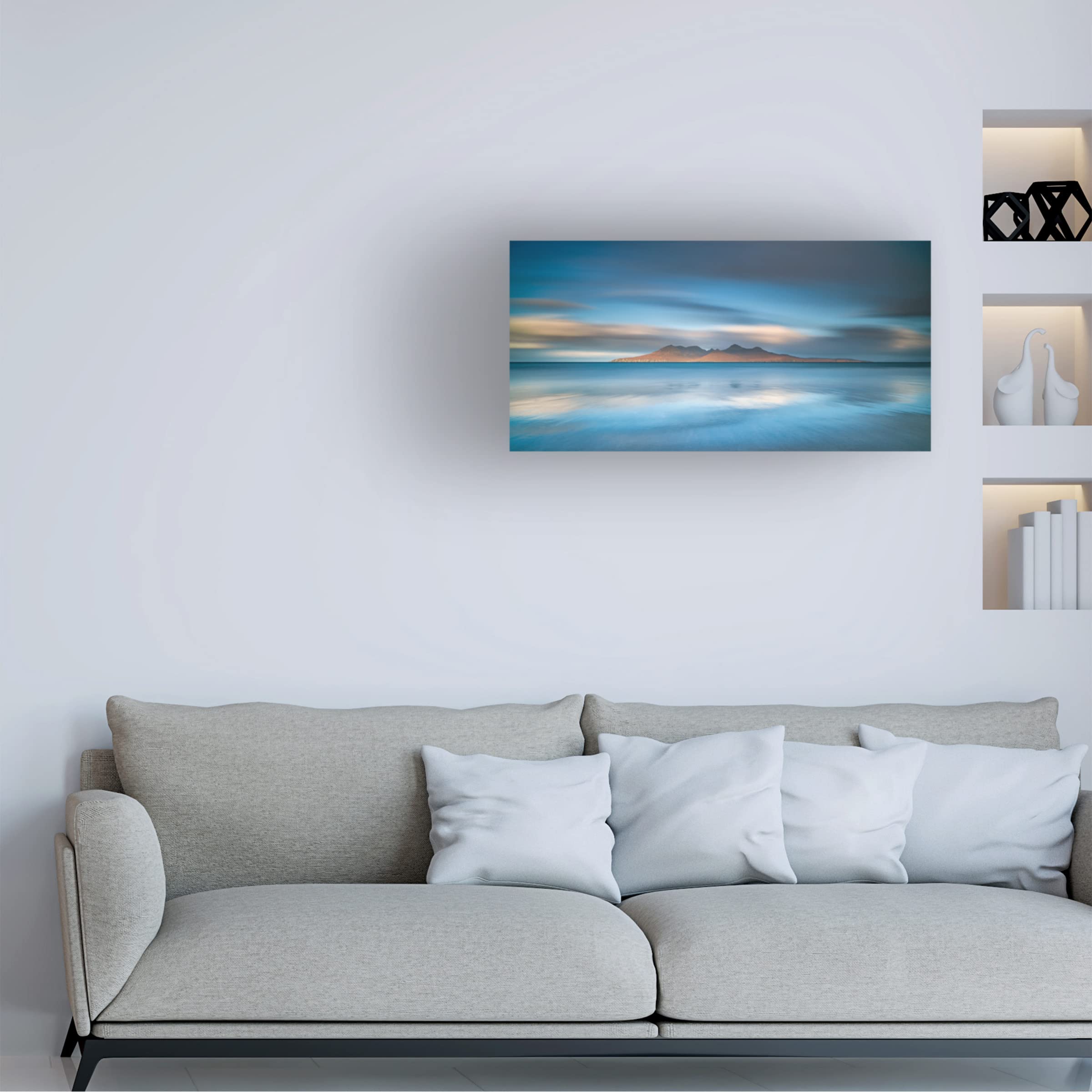 Luigi Ruoppolo 'An Epic Sunrise In Eigg' Canvas Wall Art Print - Landscape Nature Painting for Living Room, Bedroom & Office Decor