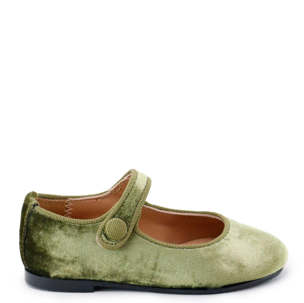 Khaki Velvet Mary Jane Flats for Women - Comfortable & Stylish Shoes for Work, Casual Outfits & Special Occasions