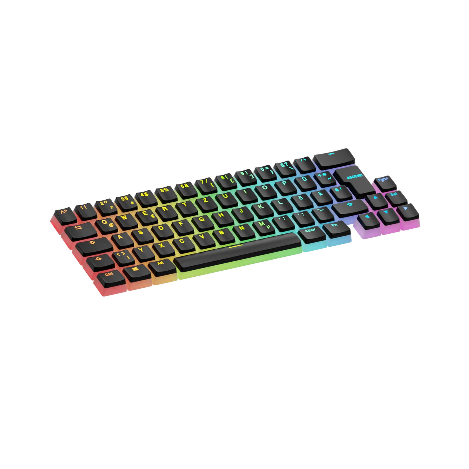 Aura V3 Black Keycaps for Mechanical Keyboards - Premium PBT Keycap Set for Gaming & Typing (DE Layout) - Perfect for PC Gamers & Office Work