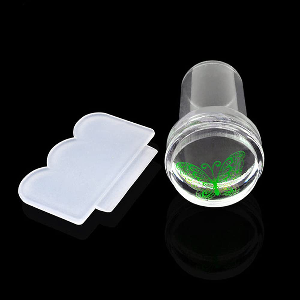 Guillala Nail Art Silicone Stamper Set - French Smile Line Tool with Single Head & Scrapers for DIY Manicure - Perfect for Women & Girls at Home/Salon (Transparent) - Great for Nail Polish Stamping, French Tips & Creative Nail Designs