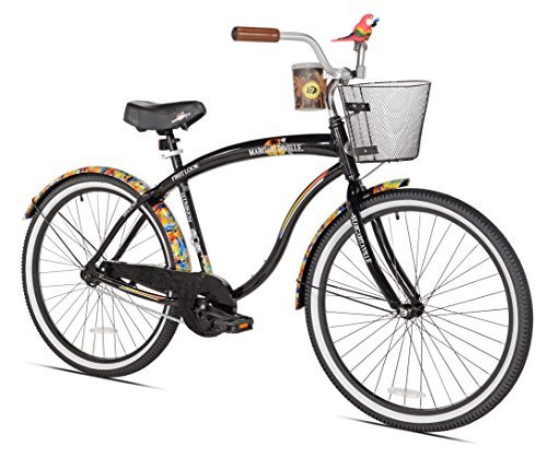 Margaritaville Men's 26 Inch Beach Cruiser Bike - Adjustable Seat Post, High-Rise Handlebar & Coaster Brake - Comfortable Padded Saddle for Coastal Rides, Boardwalk Cruising & Summer Beach Outings