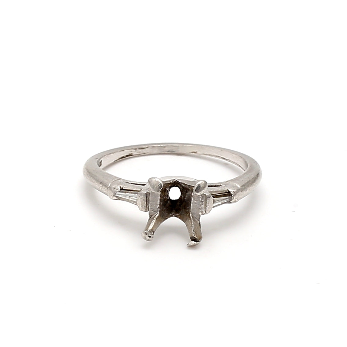 0.07 Carat Tapered Baguette G I1 Diamond Platinum Semi Mount Ring - Elegant Wedding Band, Engagement Ring Setting for Bridal Jewelry & Special Occasions