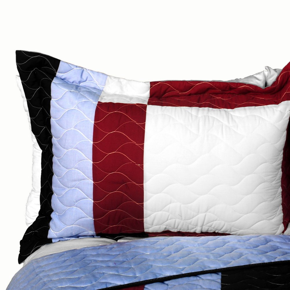 Elegant Voice Vermicelli-Quilted Patchwork Quilt Set Full/Queen Size - Soft & Stylish Bedding for Cozy Bedroom Decor