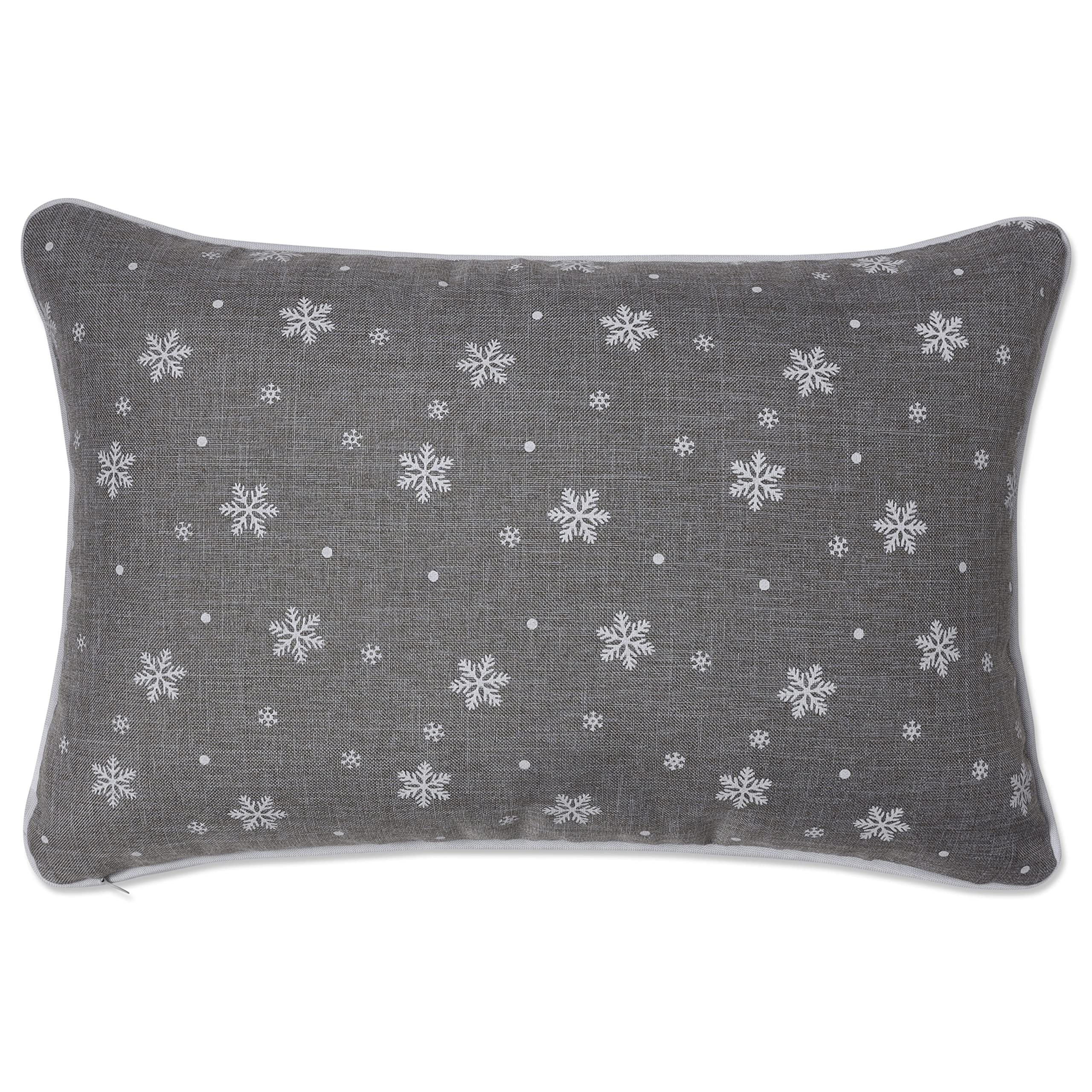 Pillow Perfect Gray Santa Sleigh & Reindeers Lumbar Pillow Cover 13x19 Inch - Holiday Home Decor for Sofa, Bed, Christmas Decoration