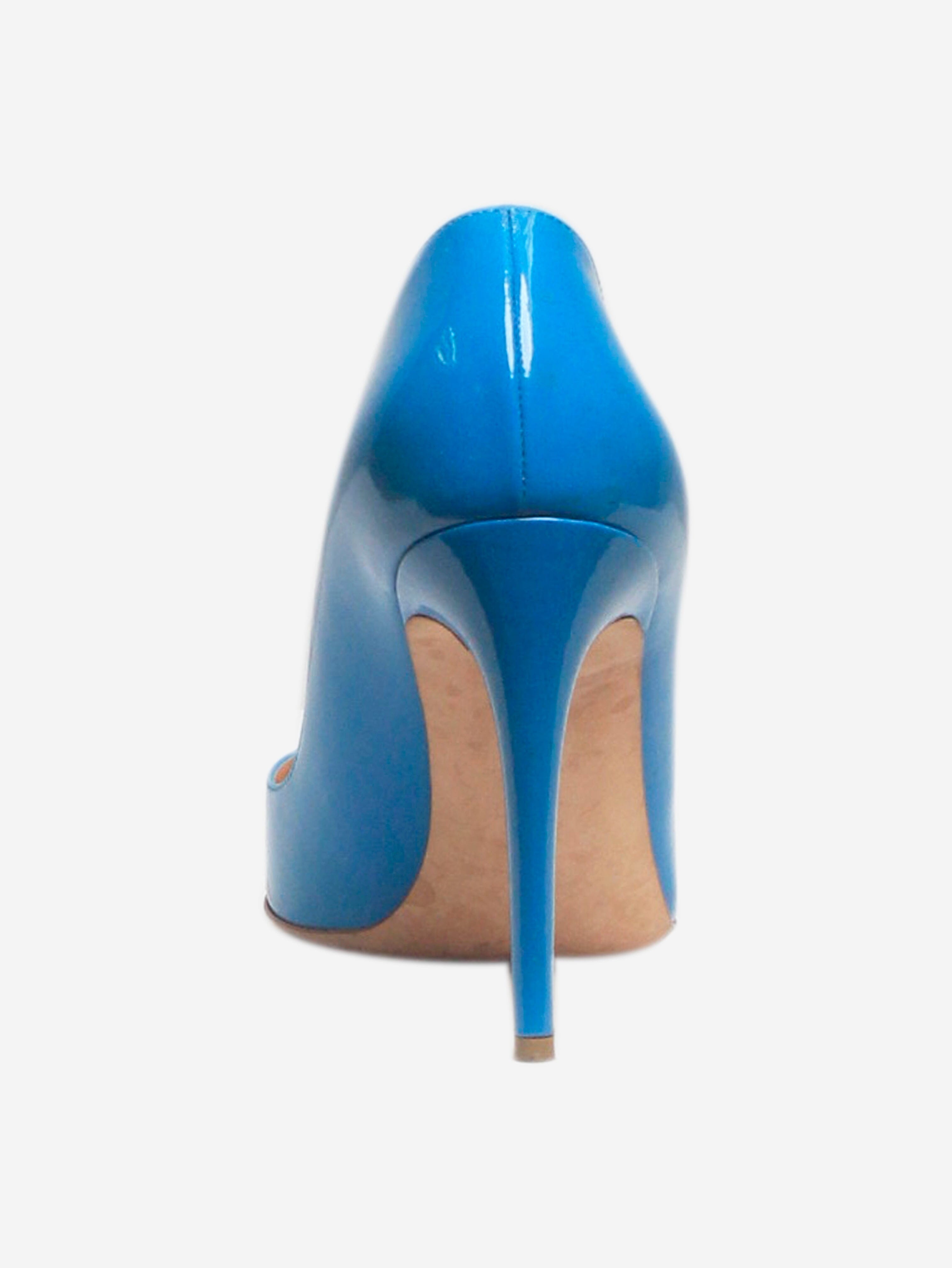 Blue Malory Patent Leather Pointed Toe Pumps - Women's Size EU 40 (US 9) - Elegant High Heels for Office, Party & Special Occasions