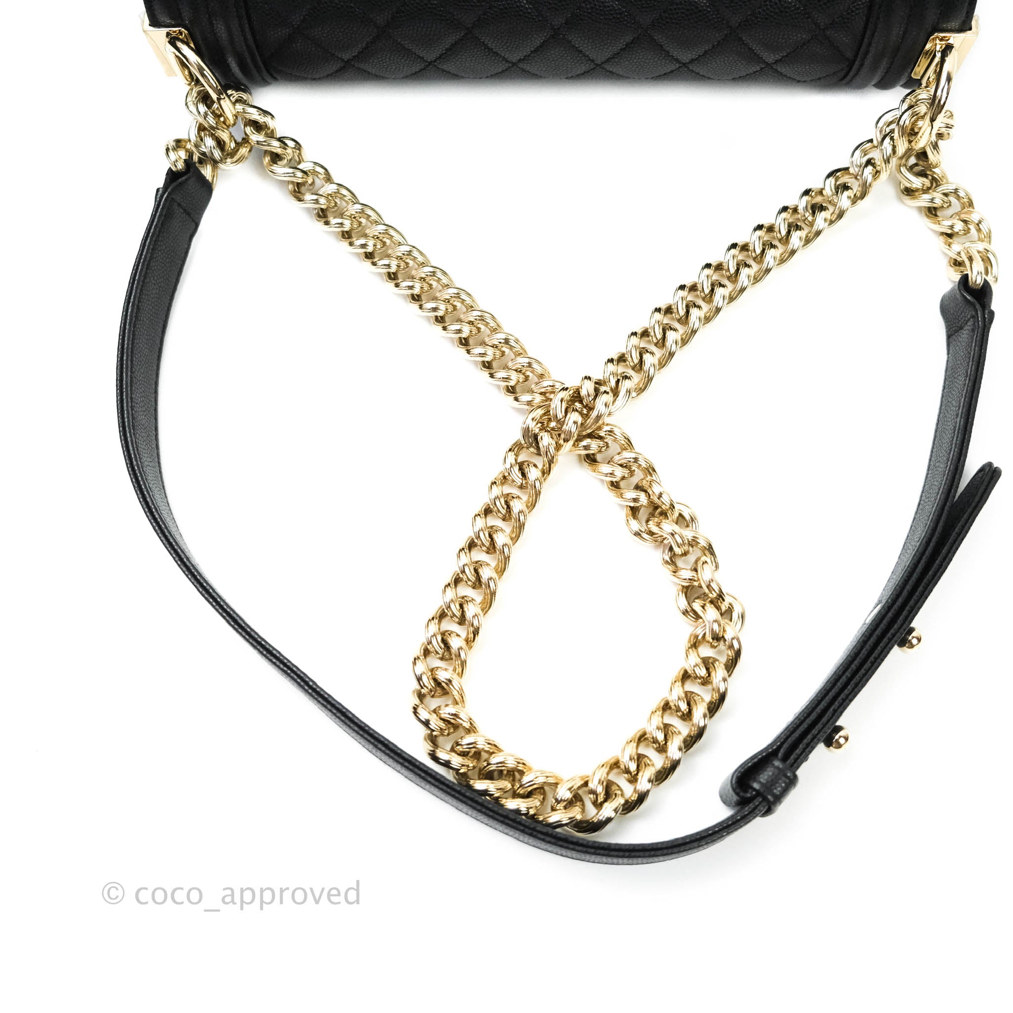 Chanel Boy Quilted Medium Handbag in Black Caviar Leather with Gold Hardware - Perfect for Evening Events, Parties & Luxury Fashion Accessories