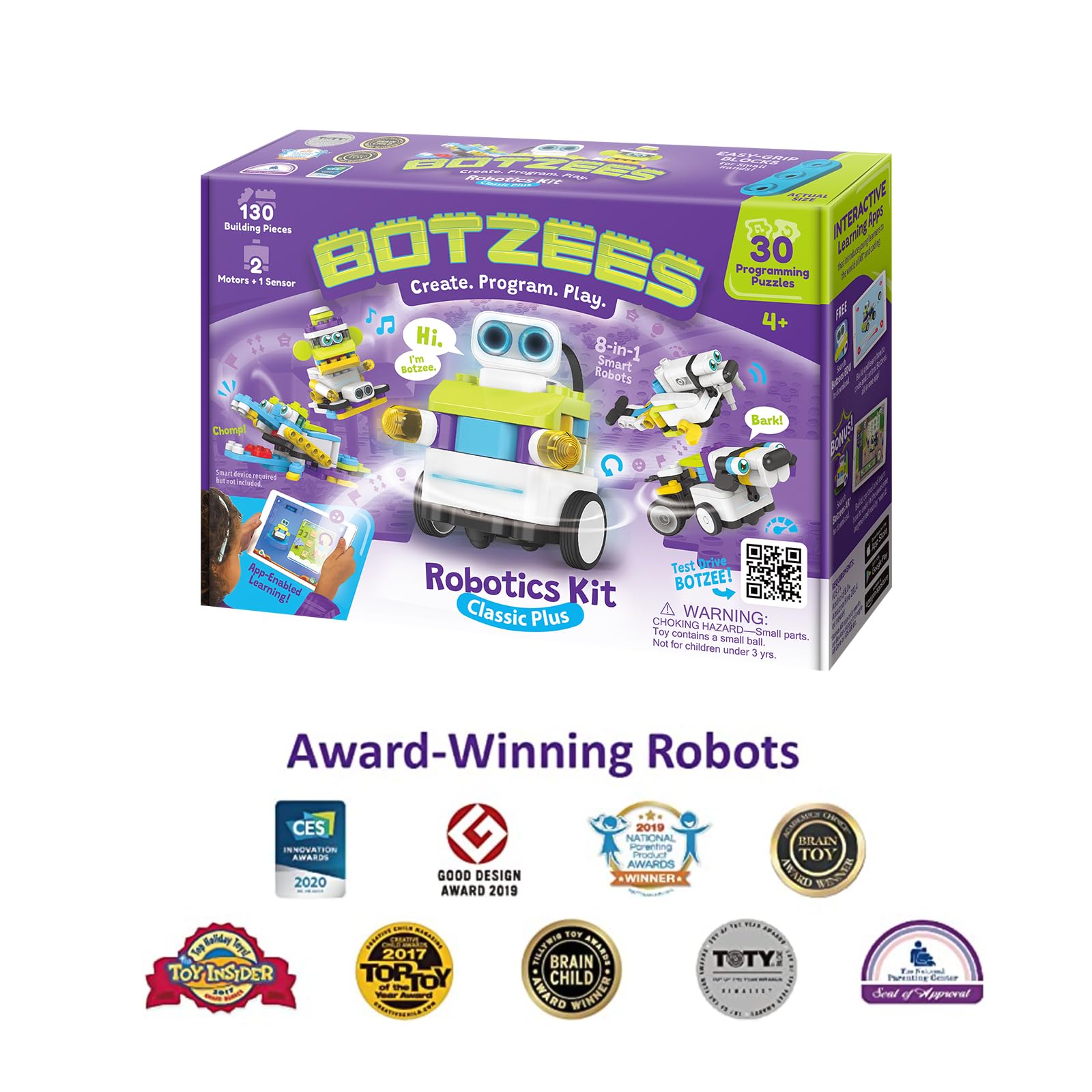 BOTZEES Classic Plus Coding Robots for Kids - Remote Control STEM Learning Toy, 8-in-1 Programmable Robot with AR Technology for Ages 4+ | Compatible with iOS, Android & Kindle Fire | Perfect for Homeschooling, Classroom Activities & Birthday Gifts