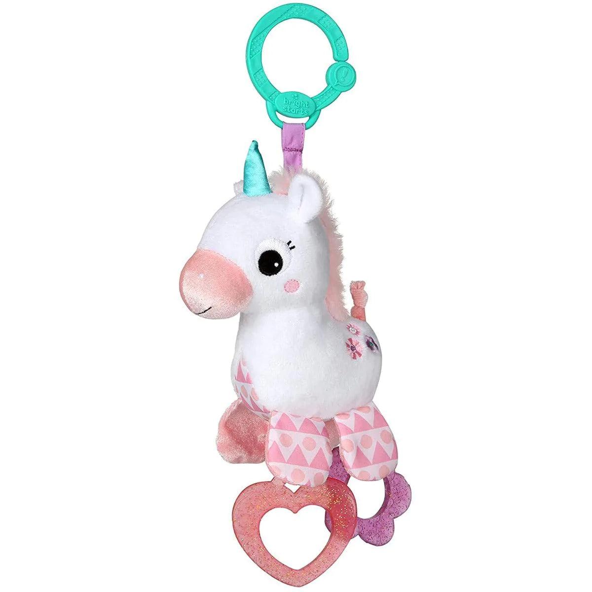 Bright Starts Sparkle & Shine Unicorn Rattle Baby Toy - Soft Pink Infant Teether & Sensory Toy for Newborns & Toddlers - Perfect for Playtime, Nursery Decor & Baby Shower Gifts