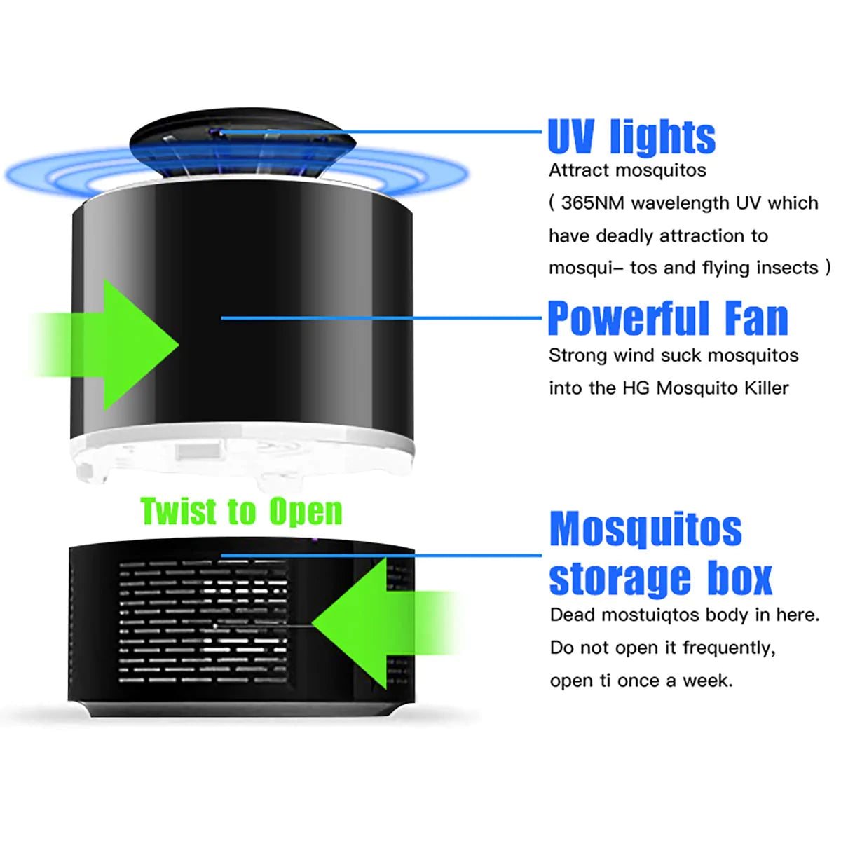 HomeMax Electric Mosquito Killer Lamp - Powerful Indoor & Outdoor Bug Zapper for Home, Patio, Garden - USB Rechargeable Insect Trap for Bedroom, Camping, Backyard