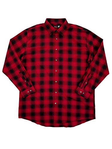 JF J.Ferrar Men's Red & Black Plaid Stretch Slim Fit Long Sleeve Button Down Shirt - Casual Office Wear & Date Night Outfit