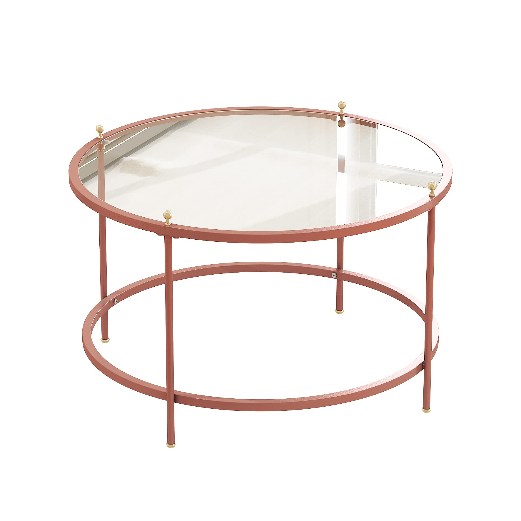 Rose Gold Round Tempered Glass Coffee Table - 32.9