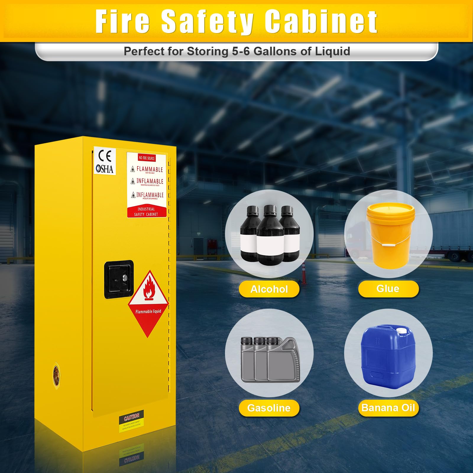 Fireproof Chemical Storage Cabinet - 18.11x18.11x35 Inch Galvanized Steel Hazardous Material Cabinet for Flammable Liquids | Industrial & Home Use | Garage, Lab, Workshop Safety Solution