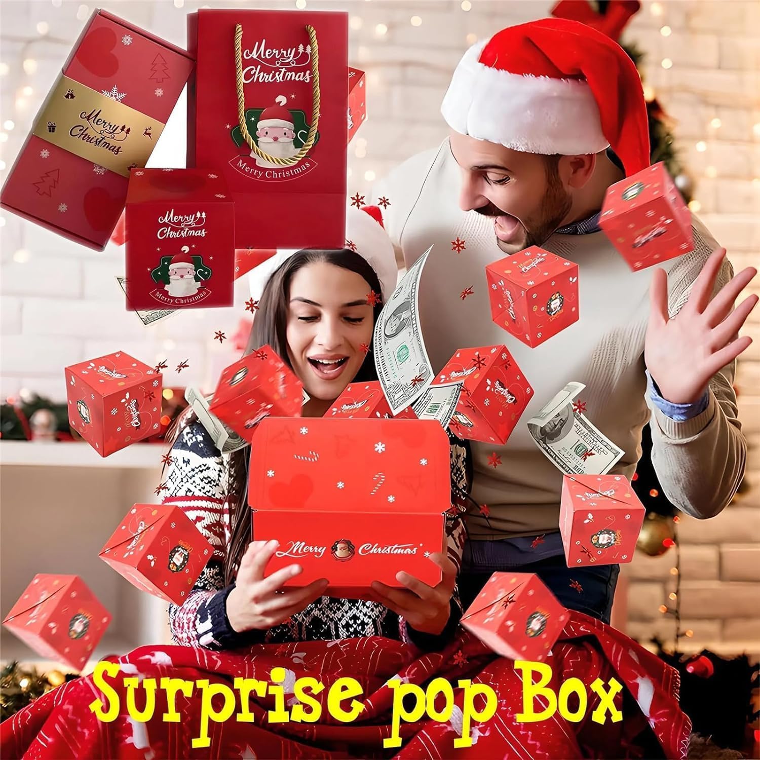 Funoio Surprise Gift Box 2024 - Money Explosion Box for Birthday, Anniversary, Valentine's Day & Proposal - 10-Page Red Gift Box for Mom, Wife & Loved Ones (Perfect for Romantic Surprises & Special Occasions)