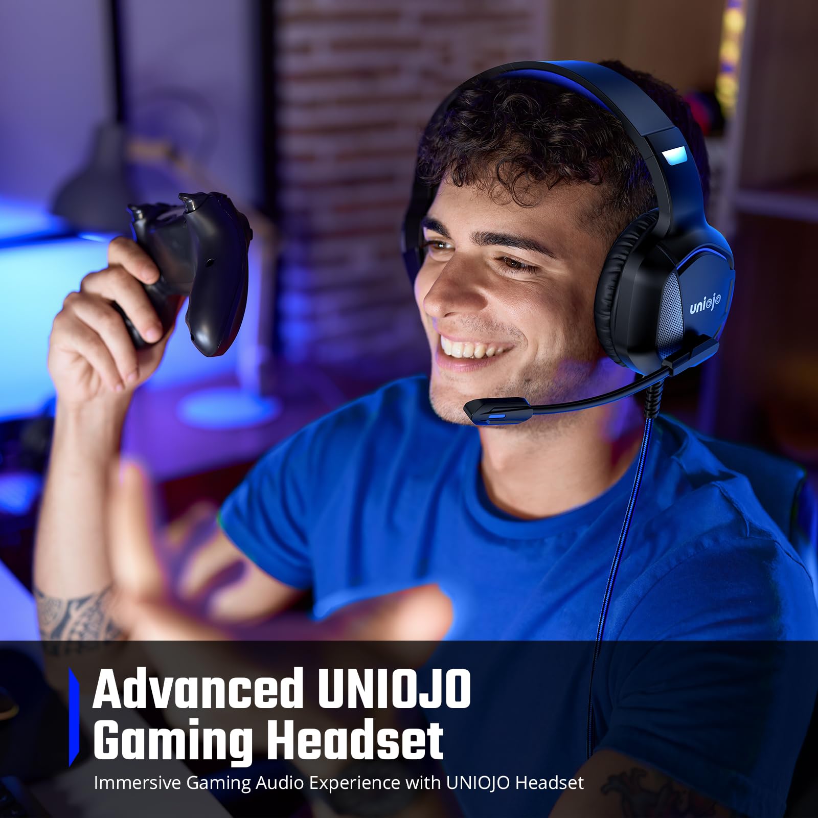 Premium Gaming Headset with Noise-Canceling Mic - Wired Over-Ear Headphones for PC, Laptop, Mac, Xbox Series X/S, PS5, PS4, Nintendo Switch - Surround Sound, LED Breathing Lights & Memory Foam Ear Cushions (Black) - Perfect for Competitive Gaming, Streaming & Long Gaming Sessions