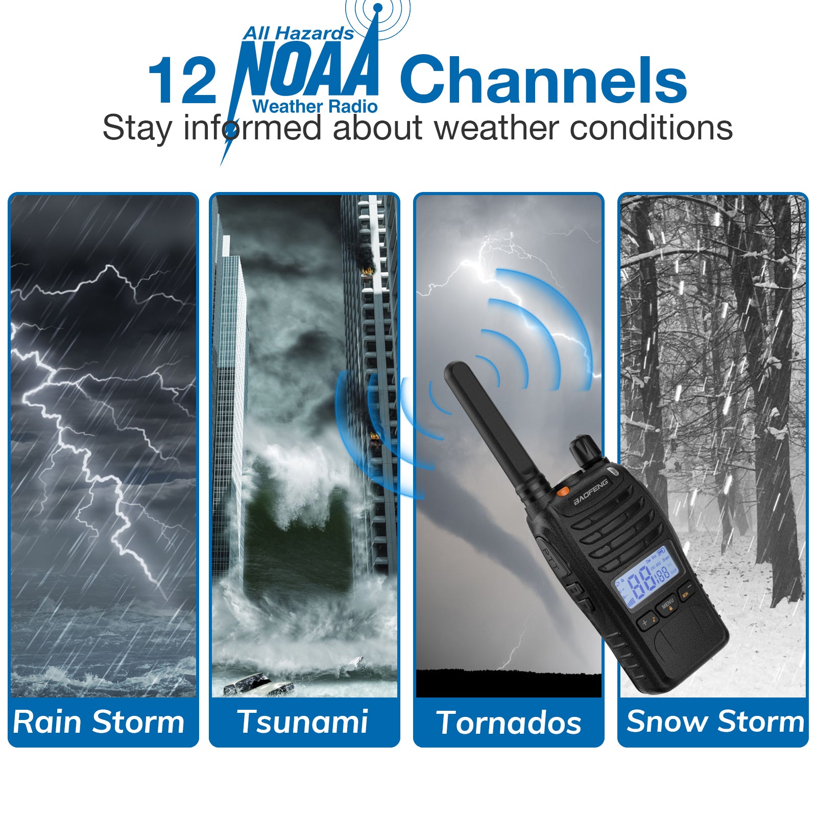 Baofeng BF 88ST Pro 3-Pack FRS Two-Way Radios - License-Free Walkie Talkies with NOAA Weather Alert, VOX Hands-Free, Dual Watch & USB Charging - Ideal for Outdoor Adventures, Hiking, Camping and Emergency Preparedness