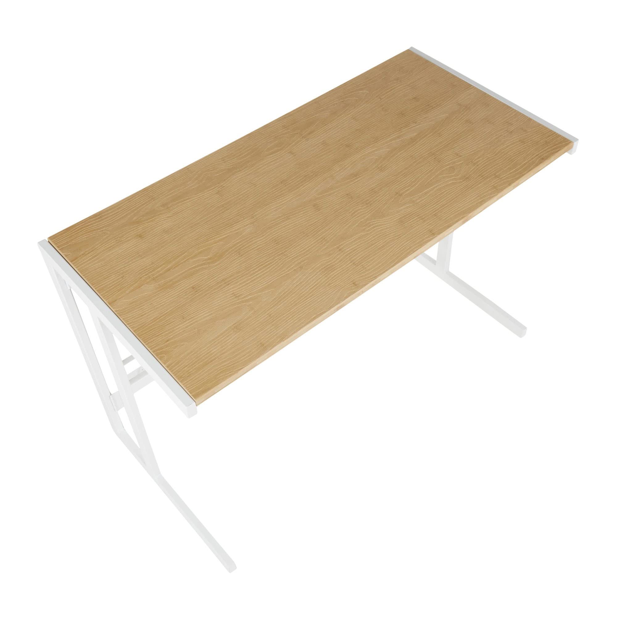 LumiSource Roman Natural Wood Desk - Home Office & Computer Desk, White Small Desk for Bedroom, Gaming & Farmhouse Style Workspace | Perfect for Remote Work, Study & Small Spaces