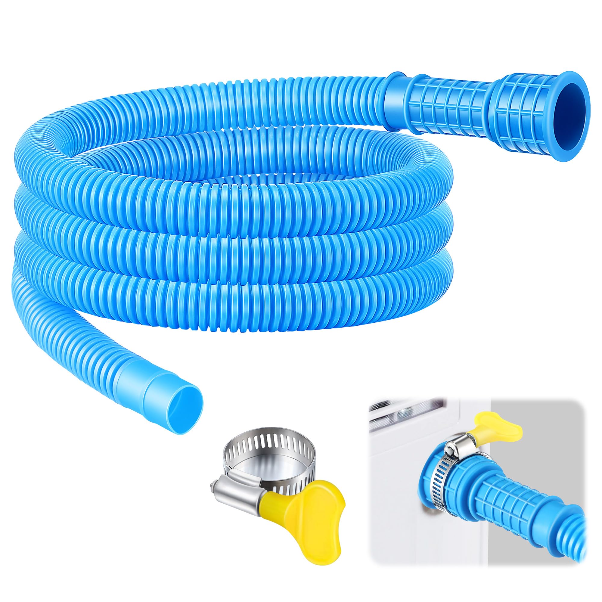 Saillong Patent Pending Universal Dehumidifier Drain Hose - 6.5ft Flexible AC Hose with Cuttable Rubber Adapter & Connect Clamp - Replacement Hose for Dehumidifiers & Air Conditioners - Perfect for Basements, Laundry Rooms & Home Moisture Control