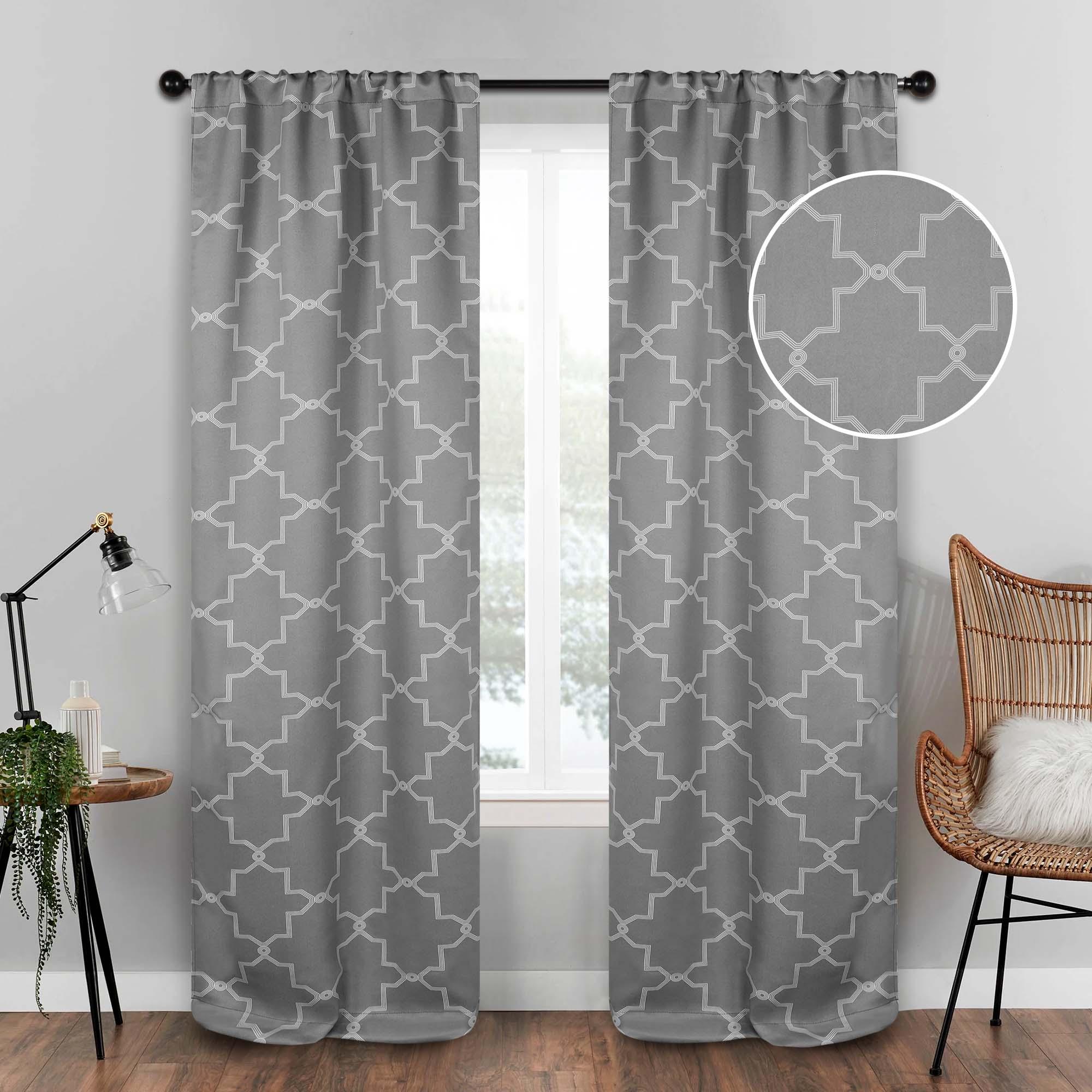 Imperial Trellis Grommet Blackout Curtains - Set of 2 Panels for Bedroom & Living Room Window Treatment, Noise Reducing & Thermal Insulated Drapes