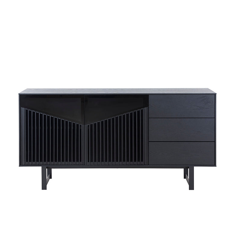 Modern MONTANA Sideboard Buffet Cabinet 160cm - Black Ash Finish for Dining Room Storage & Living Room Organization