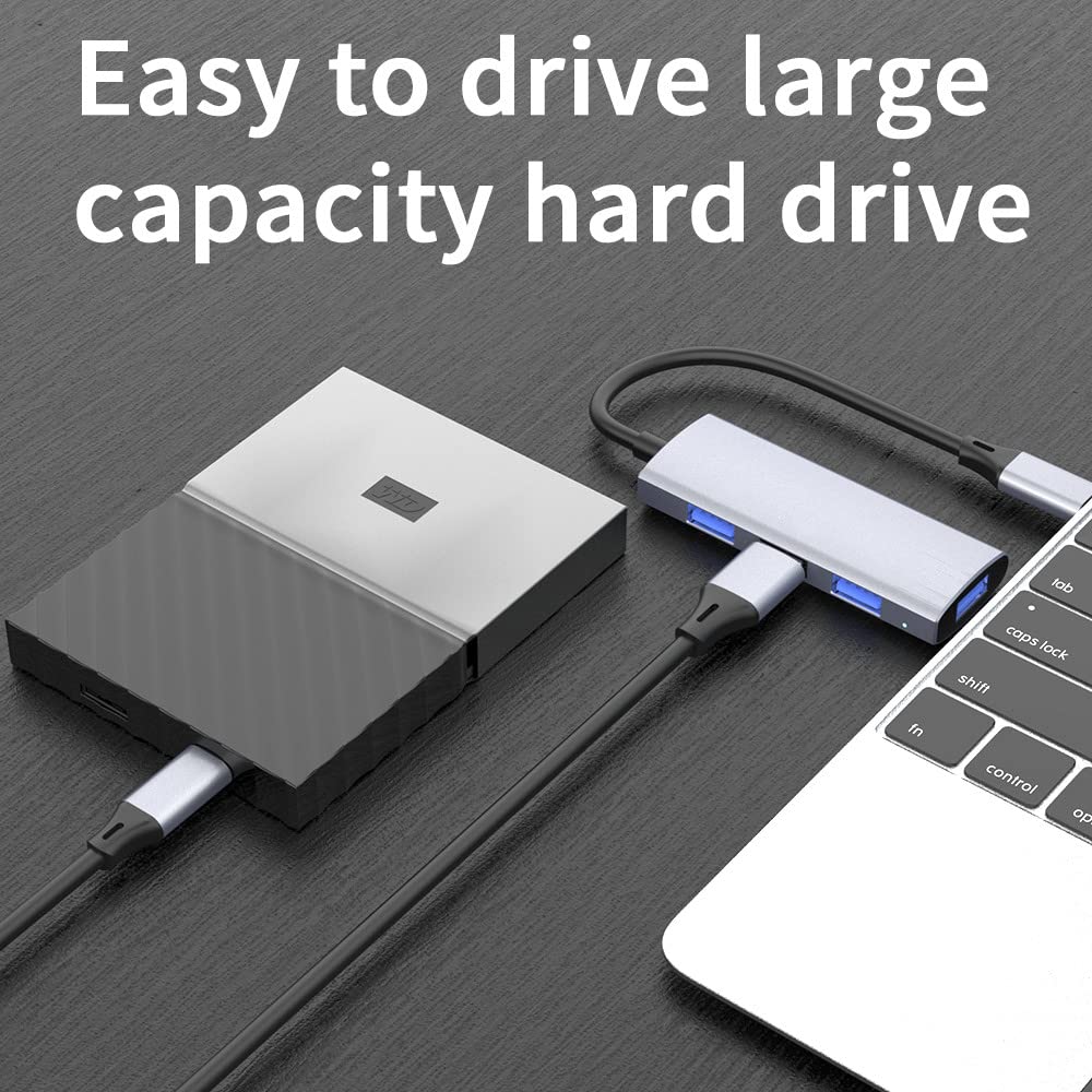 3-in-1 USB Hub with 3 USB 2.0 Ports & 1 USB 3.0 Port - High Speed Data Transfer Adapter for Laptop, PC, Mac - Perfect for Office, Home & Travel Use