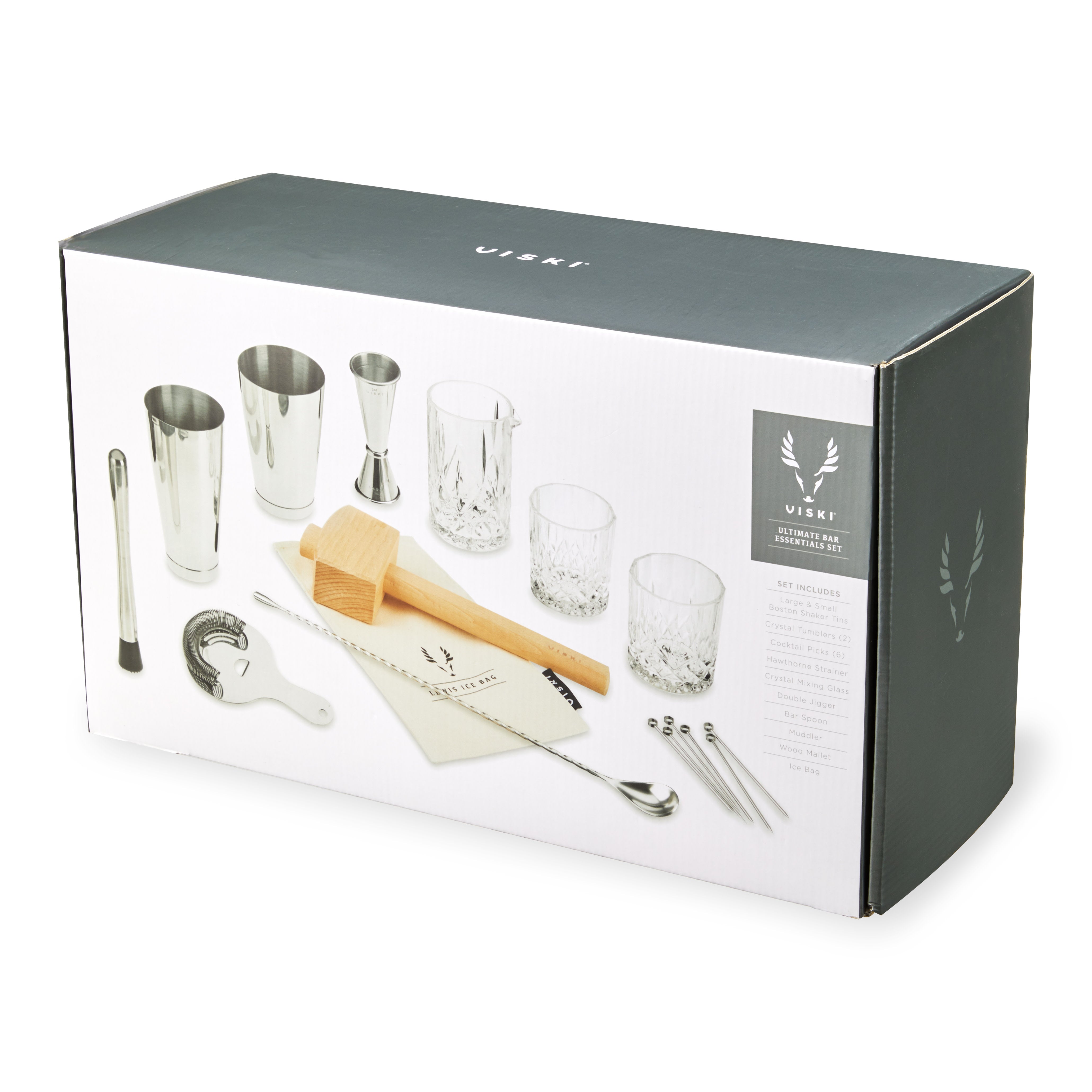 17-Piece Stainless Steel Barware Set - Cocktail Shaker, Jigger, Strainer & More - Perfect for Home Bars, Parties & Mixology Enthusiasts