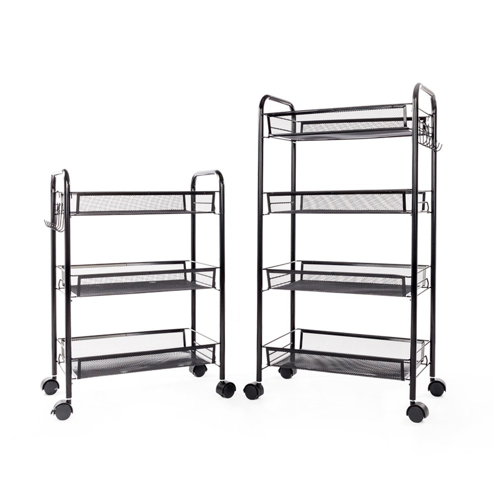 **Rolling Metal Storage Cart - 3-Tier Mobile Utility Organizer with Wheels for Bathroom, Kitchen, Laundry Room | Space-Saving Shelf Tower for Home & Office Organization**