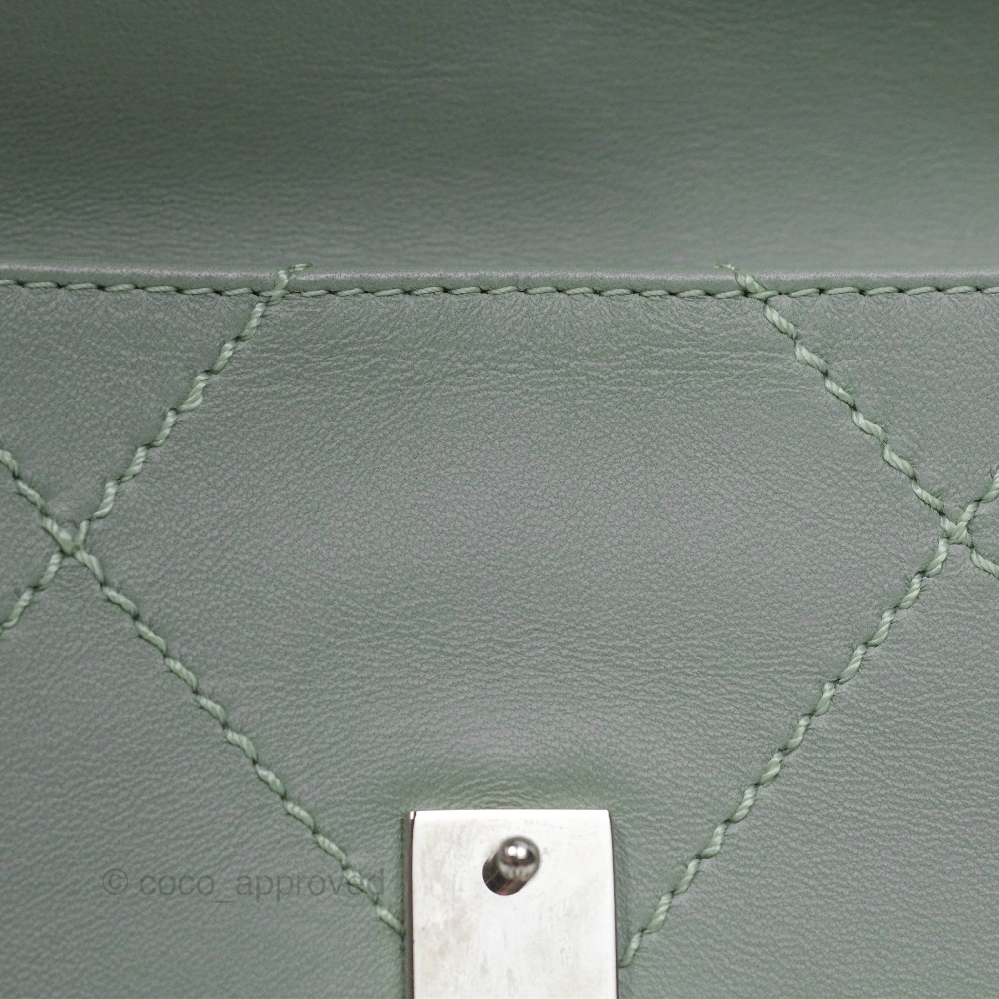 Chanel CC East West Flap Bag Genuine Lambskin Leather Mint Green with Silver Hardware - Luxury Crossbody Purse for Women, Perfect for Date Night & Special Occasions
