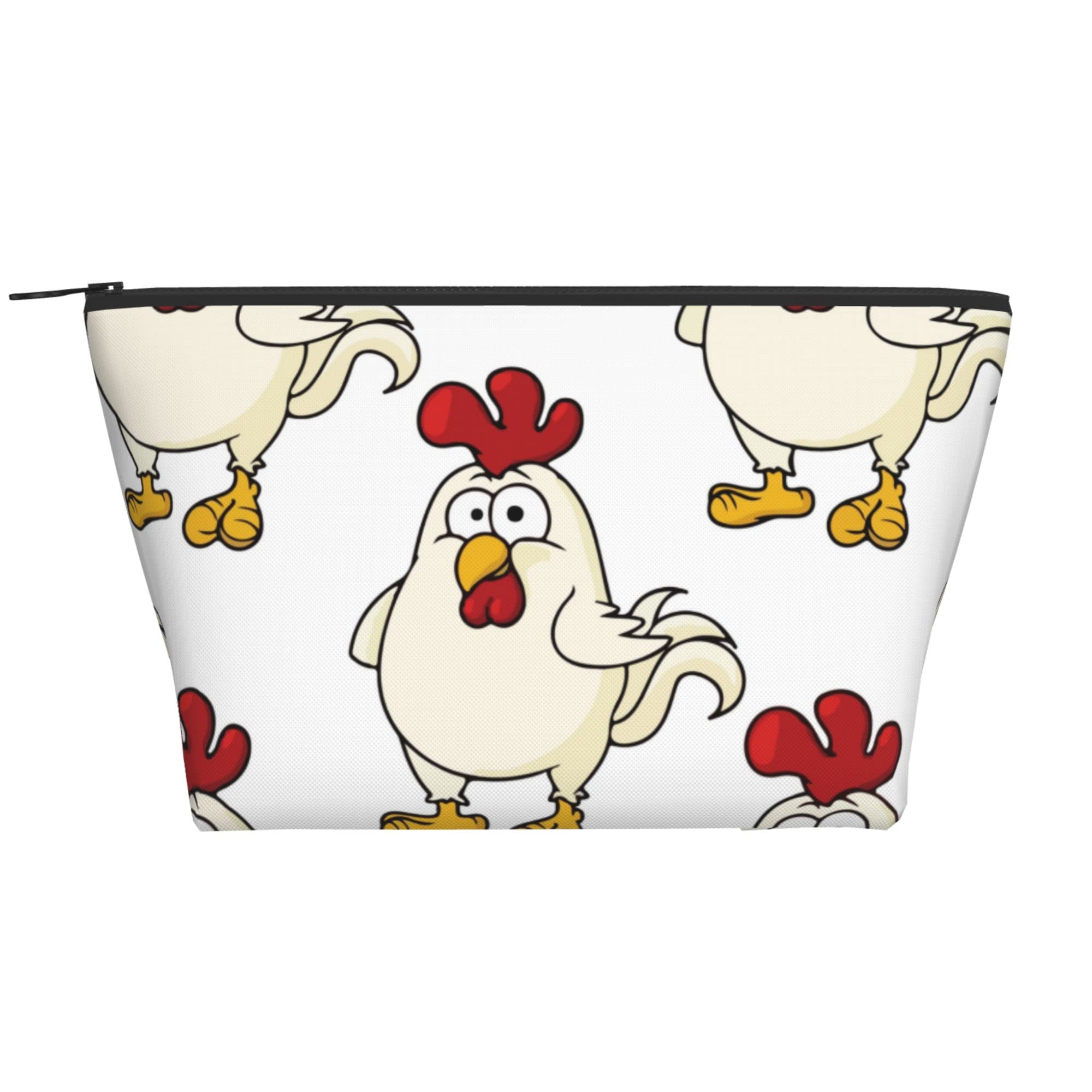 Waterproof Zippered Cosmetic Makeup Bag - Cute Chicken Design Oxford Cloth Travel Pouch for Men & Women - Perfect for Daily Storage, Travel Essentials, School Supplies & Toiletries Organization