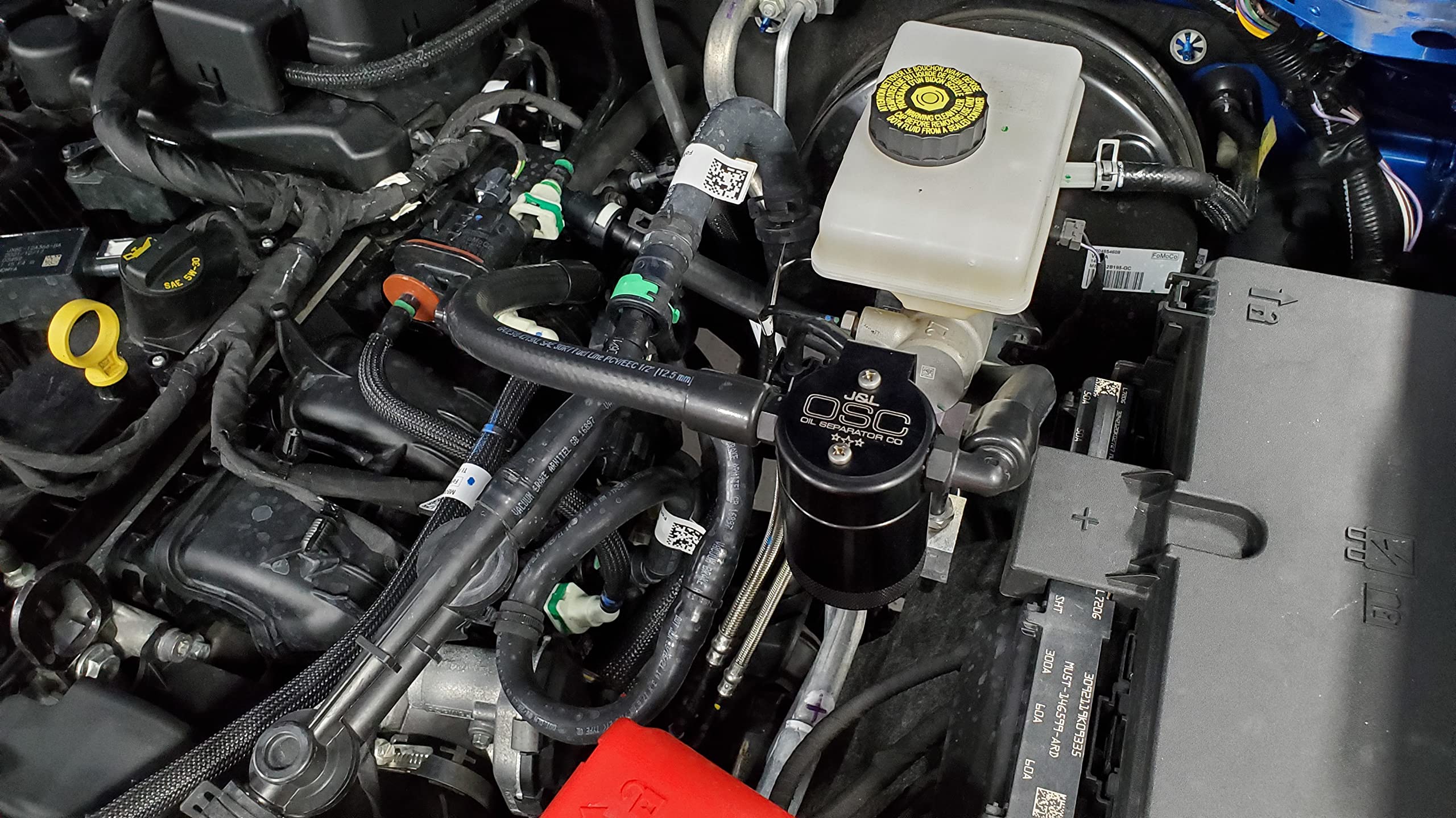 J&L Oil Separator 3.0 - Compatible with 2021.5-2024 Ford Bronco 2.3L EcoBoost Engine | Black Oil Catch Can | Reduces Blow-by & Protects Turbo | Perfect for Off-Road & Performance Driving