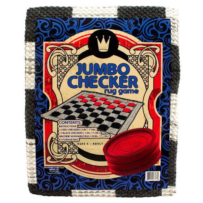 Channel Craft Jumbo Checkers Rug Game - Giant Indoor/Outdoor Checkers Mat for Kids & Adults - Perfect for Playrooms, Backyards, and Family Game Nights