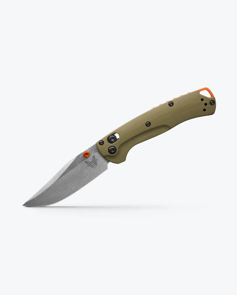 Benchmade 15534 Mini Taggedout Folding Knife - Axis Lock, Plain Stonewash Polish Blade, OD Green G10 Handles - EDC, Outdoor Camping & Survival Tool