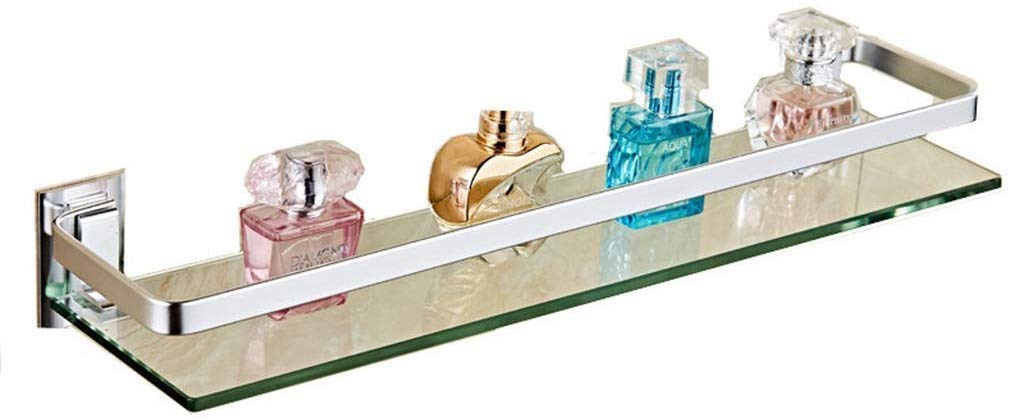 Modern Wall Mounted Glass Bathroom Shelf - Aluminum Frame Space Saving Storage Organizer for Shower, Vanity & Bathroom Decor
