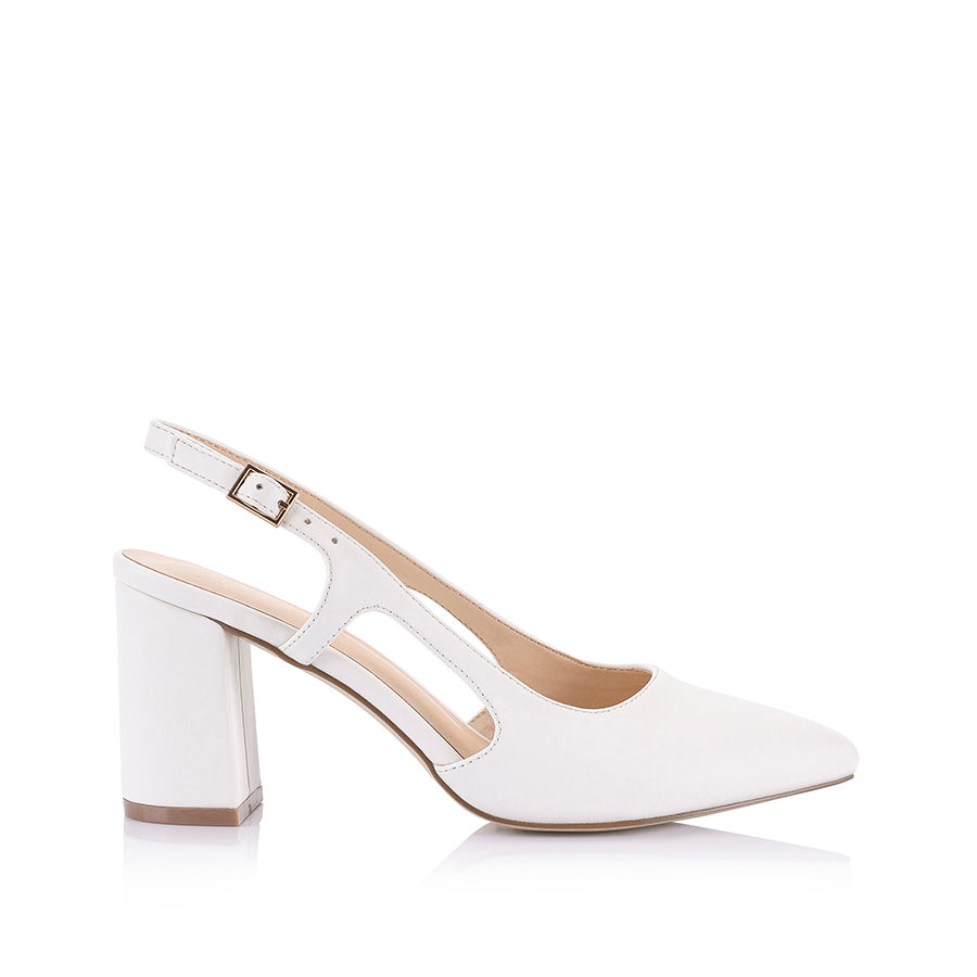 Enrique Women's Sling Back Block Heel Sandals - White | Comfortable Dress Shoes for Wedding, Party & Office Wear