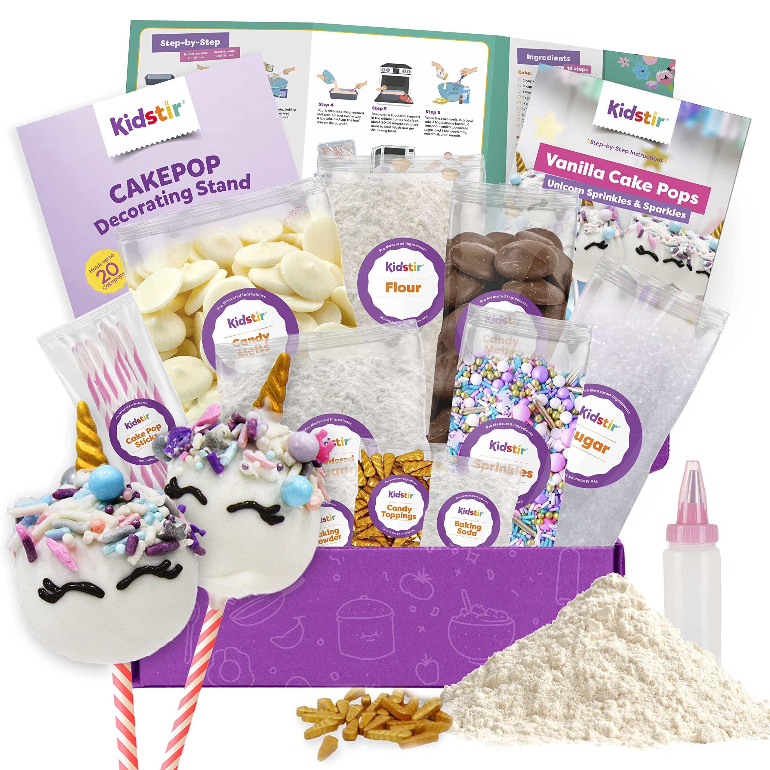 Unicorn Cake Pop Kit DIY Baking Set for Kids - Pre-Measured Ingredients, Fun Unicorn Birthday Party Activity for Girls & Boys Ages 4-12 - Perfect Gift for Birthday Parties, Playdates & Creative Baking at Home