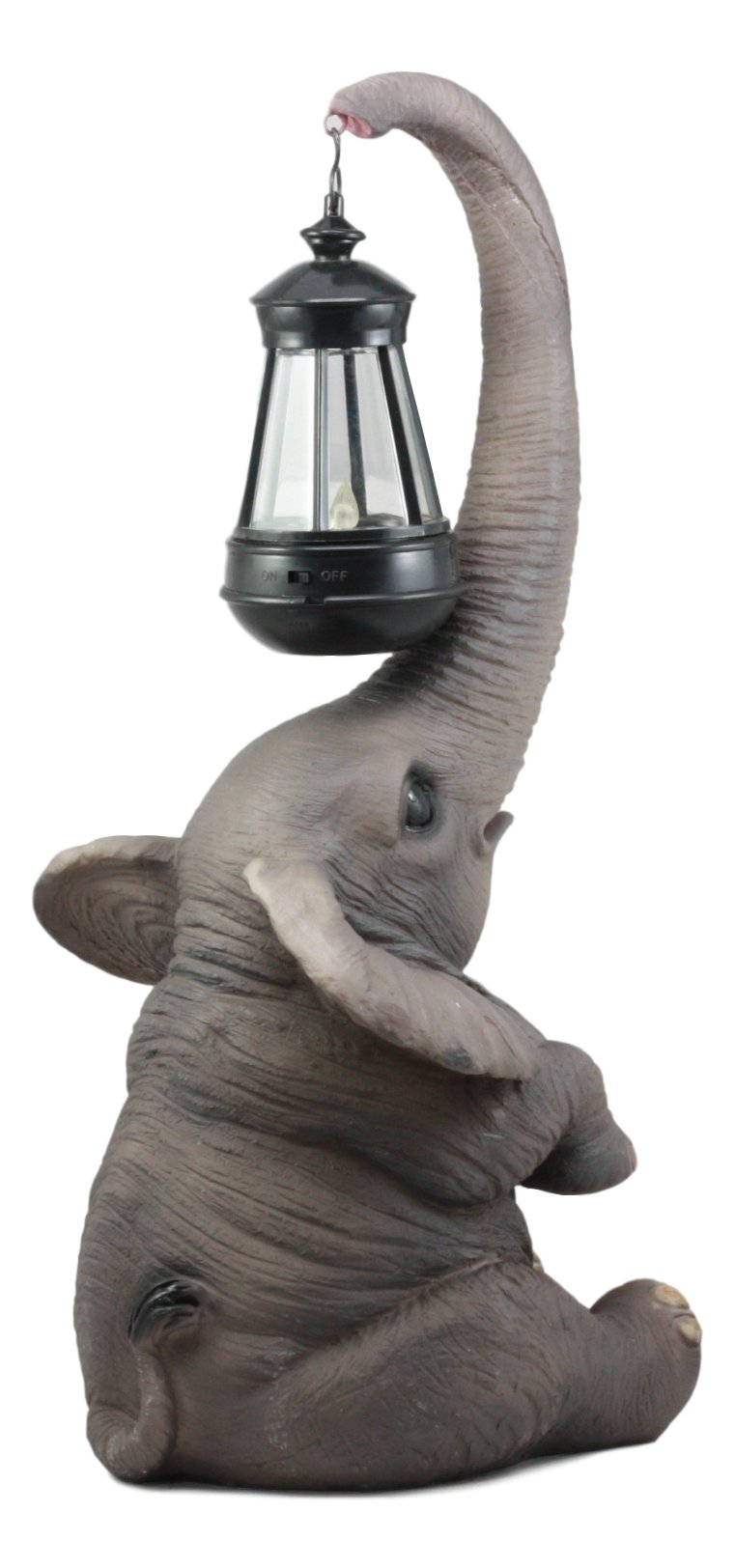 Ebros Solar LED Elephant Statue Lamp - Whimsical Safari Trunk Light for Home & Patio Decor | Perfect for Circus-Themed Parties, Garden Lighting & Animal Lover Gifts
