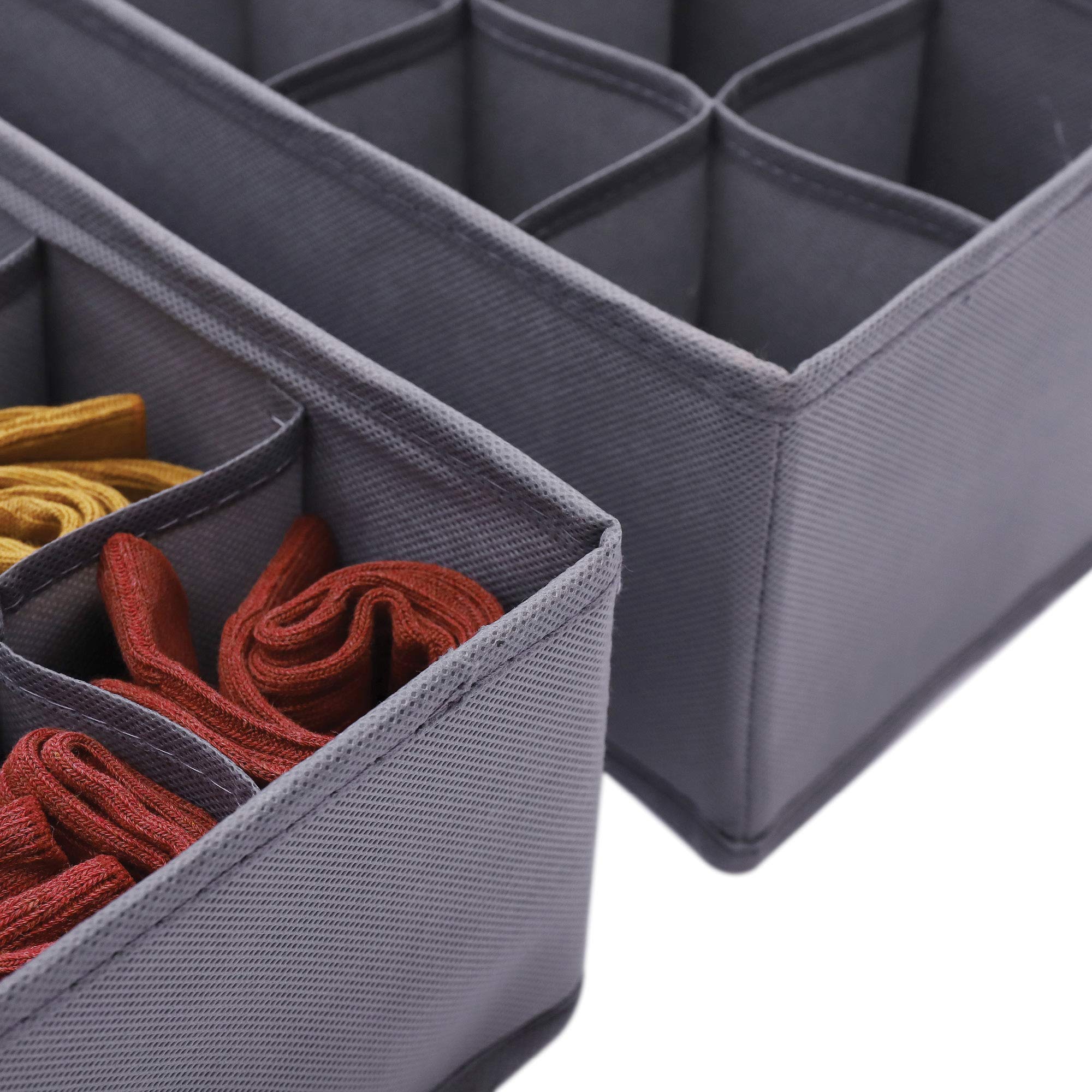 DIOMMELL 6 Pack Foldable Fabric Storage Bins - Closet Organizer Drawer Baskets for Clothes, Underwear, Socks & Lingerie (Medium, Grey) - Perfect for Bedroom, Nursery & Closet Organization