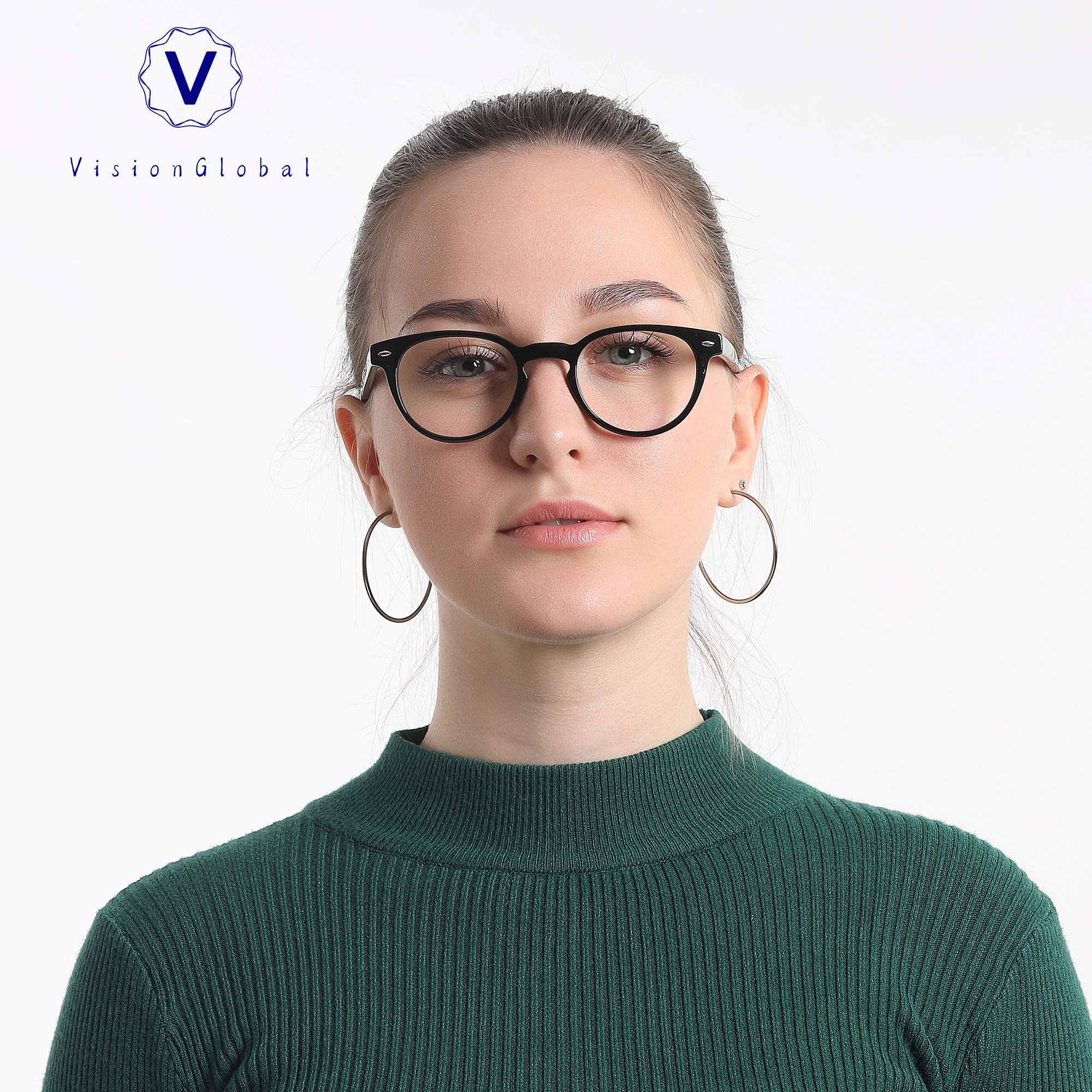 VisionGlobal Blue Light Blocking Glasses for Women & Men - Anti Eye Strain Computer Glasses, Gaming & Reading Glasses for Office Work, Screen Time & Digital Device Use