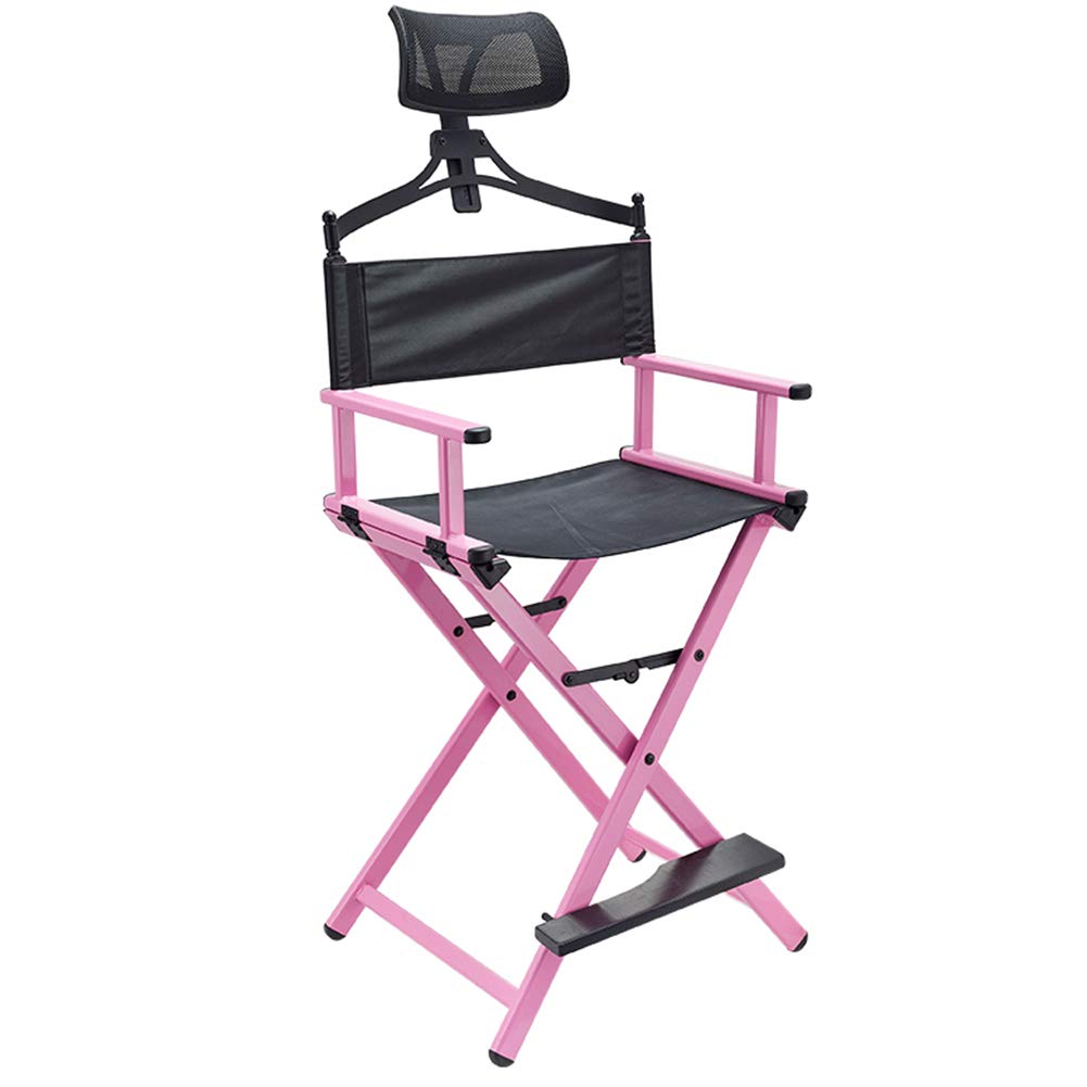 YAVEIL Professional Makeup Chair - Portable Foldable Aluminum Directors Chair for Artists, Cosmetologists & Barbers with Adjustable Headrest - Perfect for Salon, Home Studio & On-the-Go Makeup Application