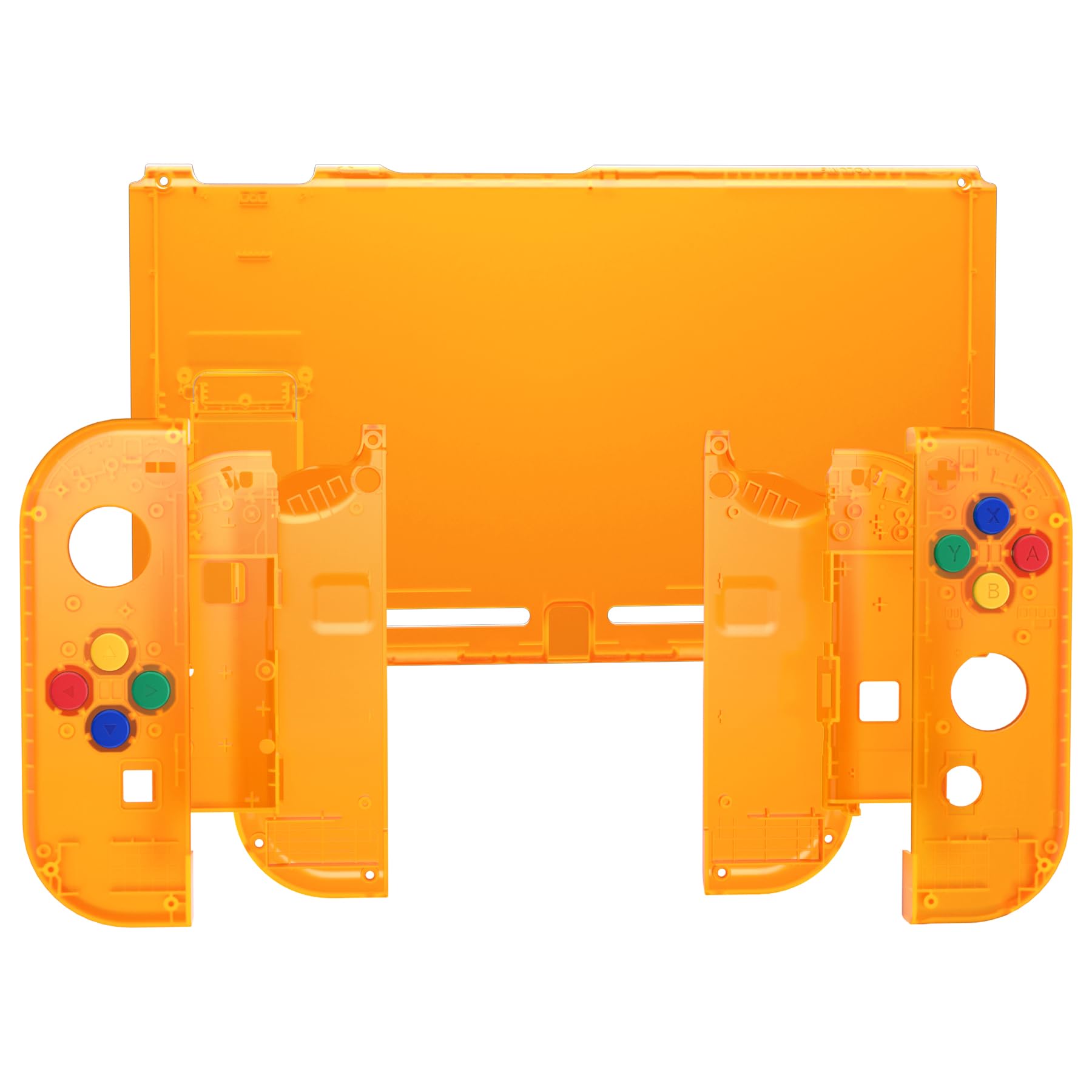eXtremeRate DIY Replacement Shell & Buttons for Nintendo Switch - Clear Orange Back Plate & Joycon Controller Housing with Colorful Buttons (No Electronics Included) | Perfect for Switch Console Customization & Gaming Accessories