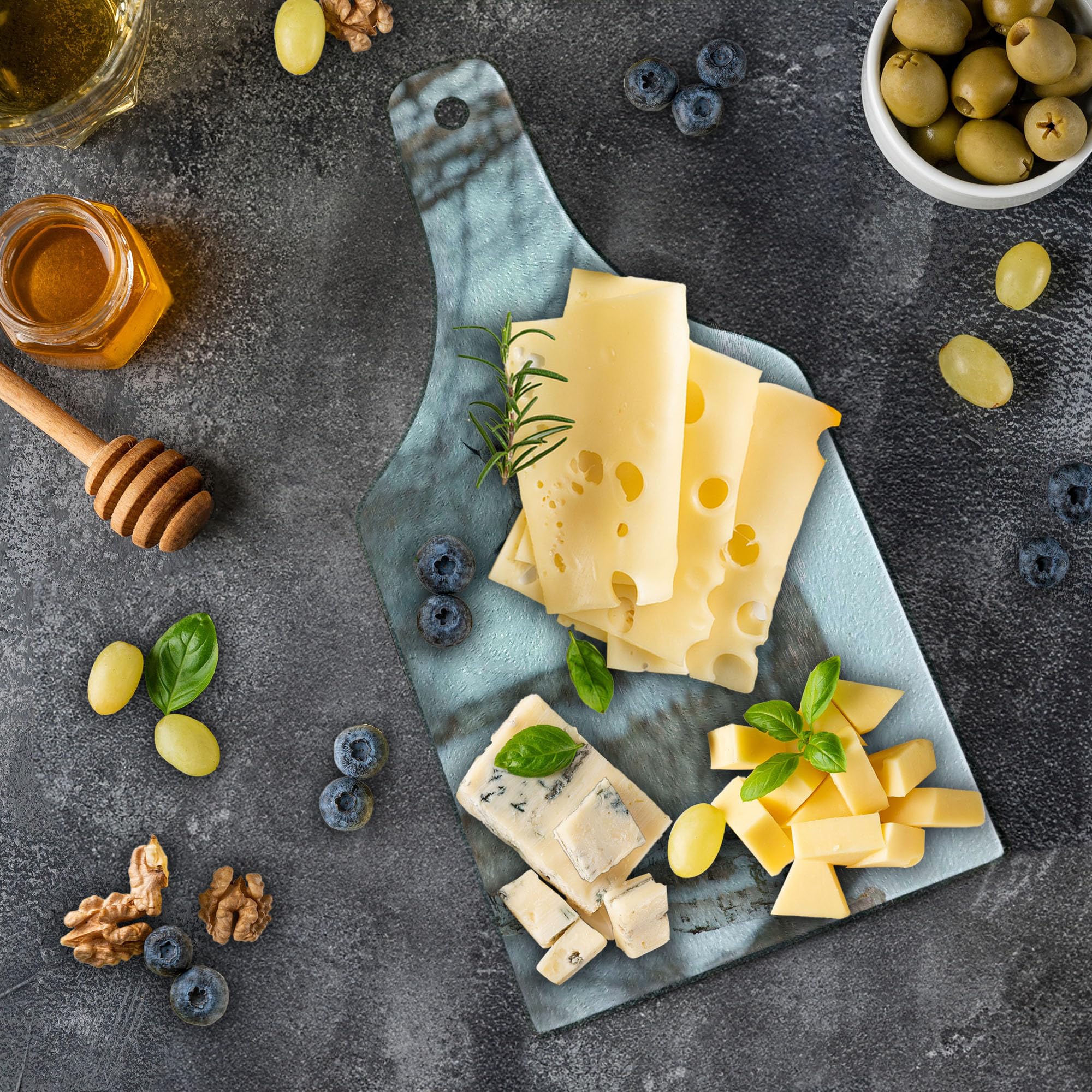 Ambesonne Lynx Glass Cutting Board - Nordic Wildlife Design, Tempered Glass Serving Board for Kitchen, Wine Bottle Shape - Perfect for Charcuterie, Cheese & Wine Pairing, Holiday Gifts & Home Decor