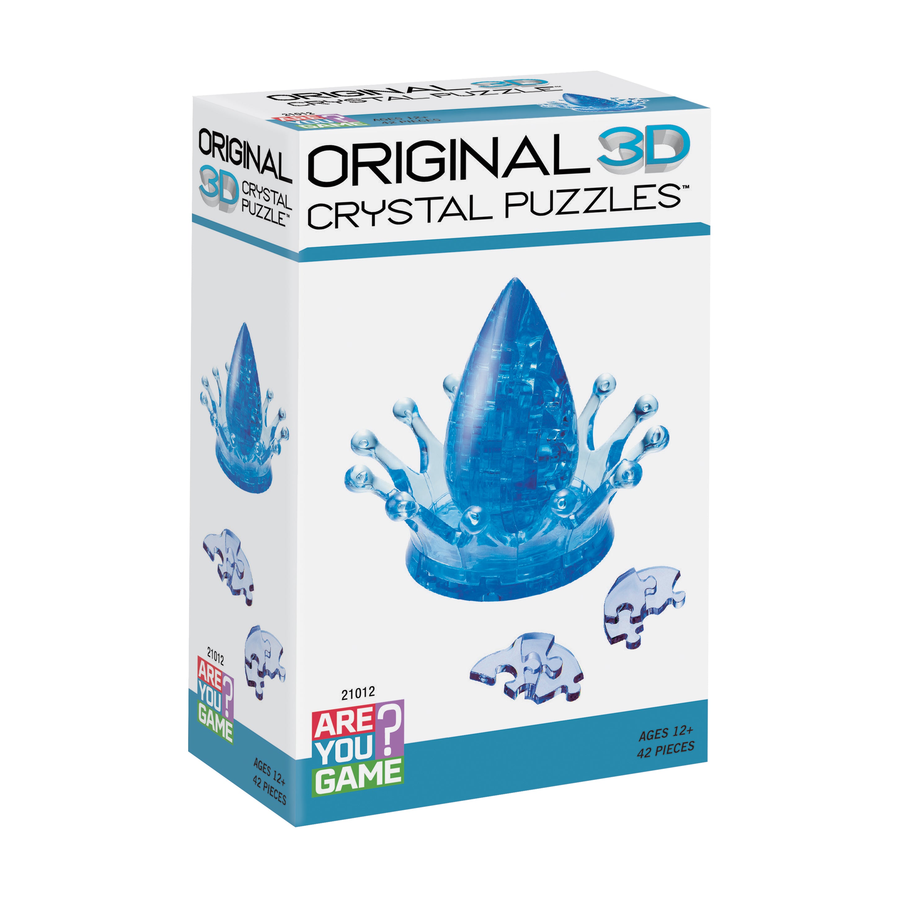 Aqua Gleam 3D Crystal Puzzle - Water Crown 42 Piece Brain Teaser for Adults & Teens | Fun DIY Home Decor & Gift Idea for Puzzle Lovers