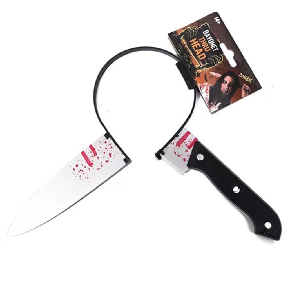 Scary Bloody Cleaver Knife Headband - Halloween Horror Cosplay Prop, Funny Accessory for Costume Parties & Themed Events - Perfect for Halloween, Cosplay, and Horror Movie Nights
