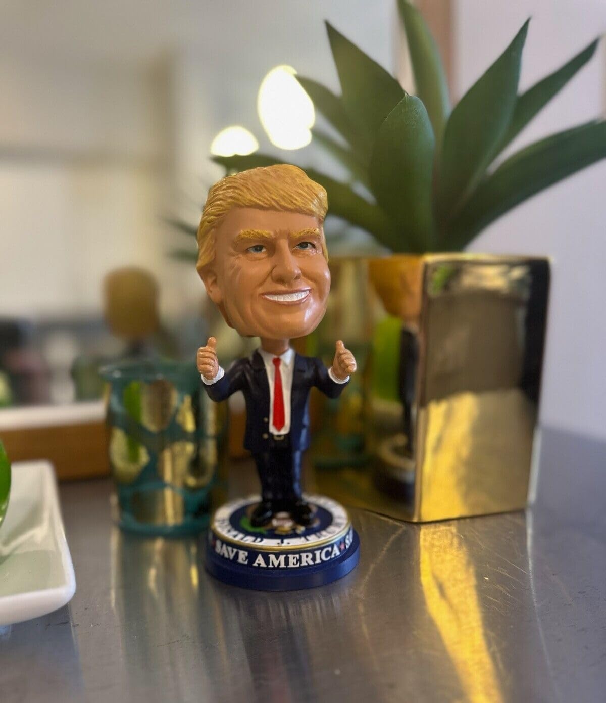Trump 2024 Bobblehead - 'Save America' Collector's Edition Political Campaign Novelty Gift for Elections, Office Desk Decor & Conservative Memorabilia
