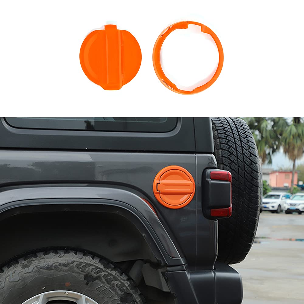 ABS Fuel Door Gas Cap Cover for Jeep Wrangler JL 2018+ - Orange Exterior Accessory & Decorative Trim | Weatherproof Protection & Custom Styling Upgrade