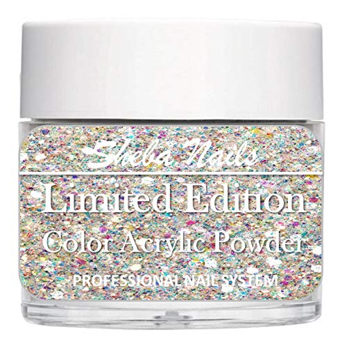 SHEBA NAILS ACRYLIC Glitter Powder 1OZ - ICICLE | Professional Nail Art Glitter for Acrylic Nails, Manicures & Pedicures | Perfect for Salon, Home Use & DIY Nail Designs