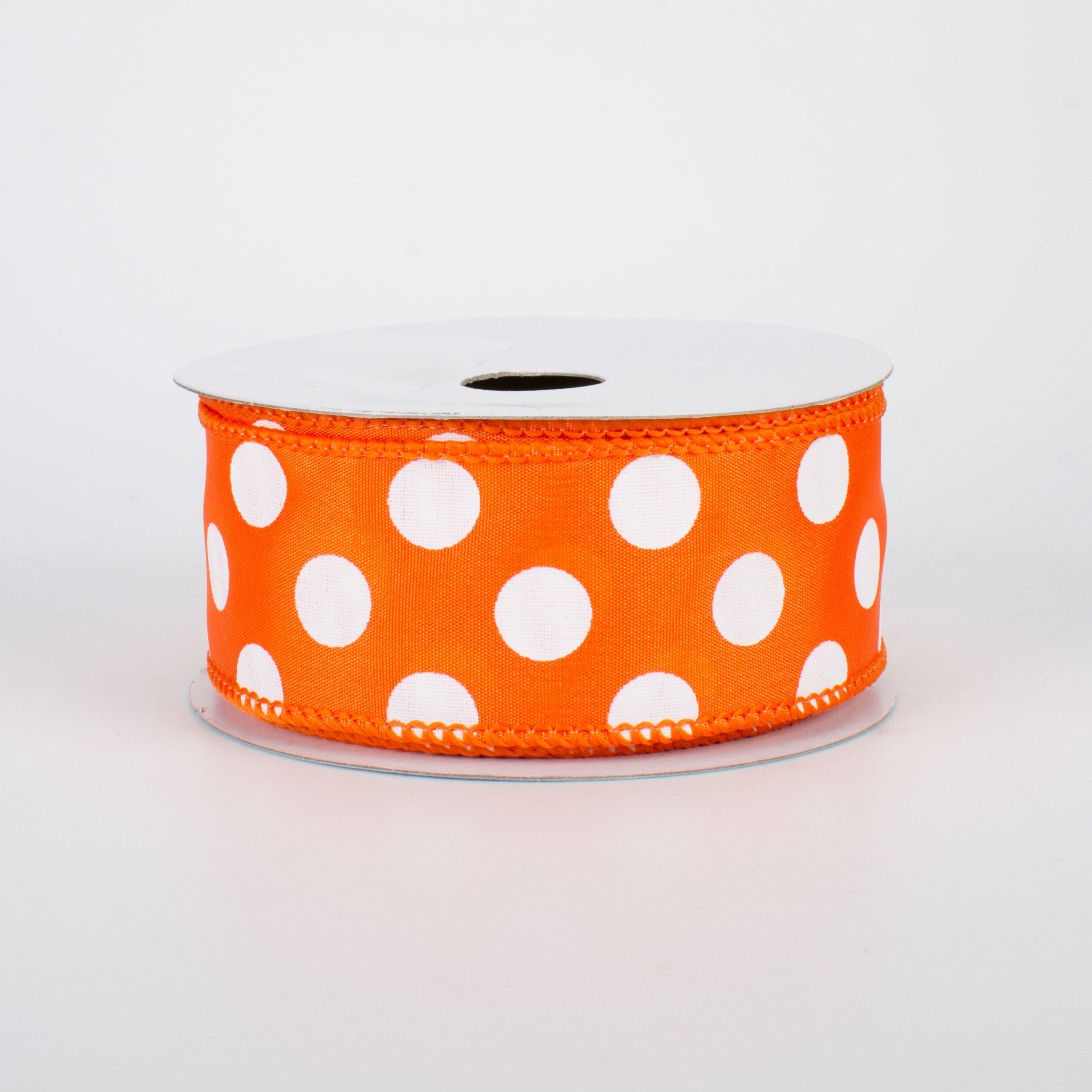 1.5 Inch Big Polka Dot Ribbon - Orange and White Grosgrain Ribbon (10 Yards) for Gift Wrapping, DIY Crafts, Party Decorations and Hair Bows
