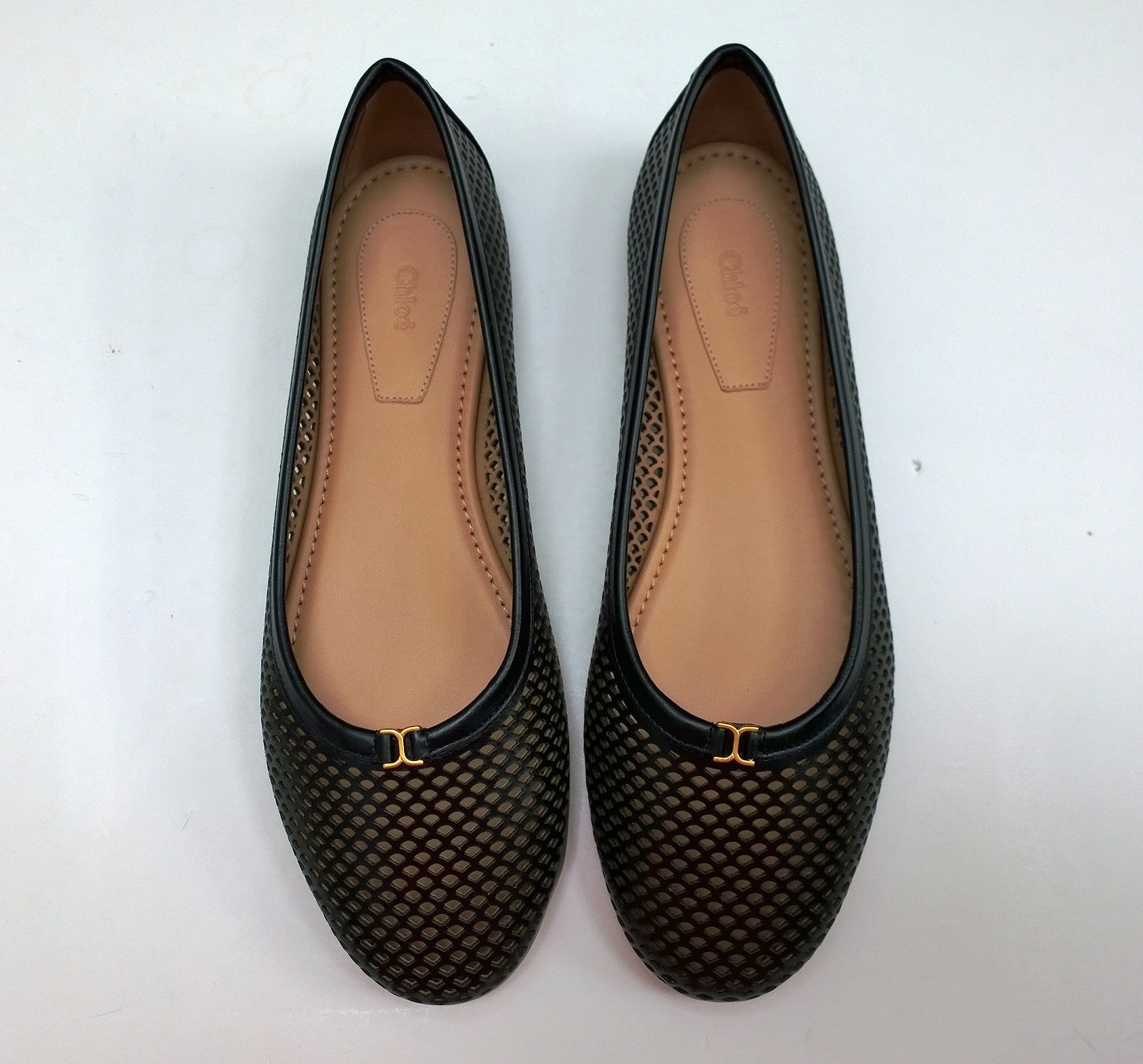 Chloé Marcie Black Perforated Leather Flats - Women's Fashion Loafers for Casual Wear & Office Outfits