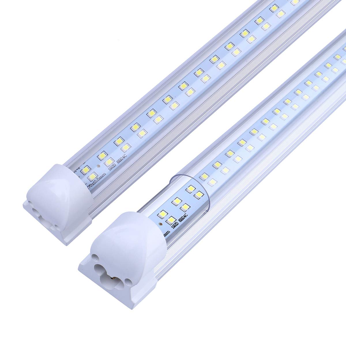 JOMITOP 8FT LED Tube Light - 72W (150W Fluorescent Equivalent) 170° Wide Beam Angle, Double-Sided Lighting, 6000-6500K Cool White - Plug & Play, No Ballast Needed - Clear Cover - Pack of 25 - Perfect for Warehouses, Garages, and Commercial Spaces