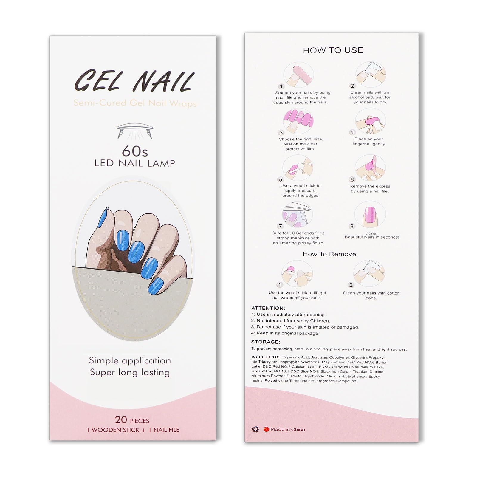 JMEOWIO Semi Cured Gel Nail Strips - Blue Cat Eye Nail Stickers for DIY Nail Art | Long Lasting Nail Supplies & Decoration Accessories | Perfect for Home Manicure, Parties, and Special Occasions